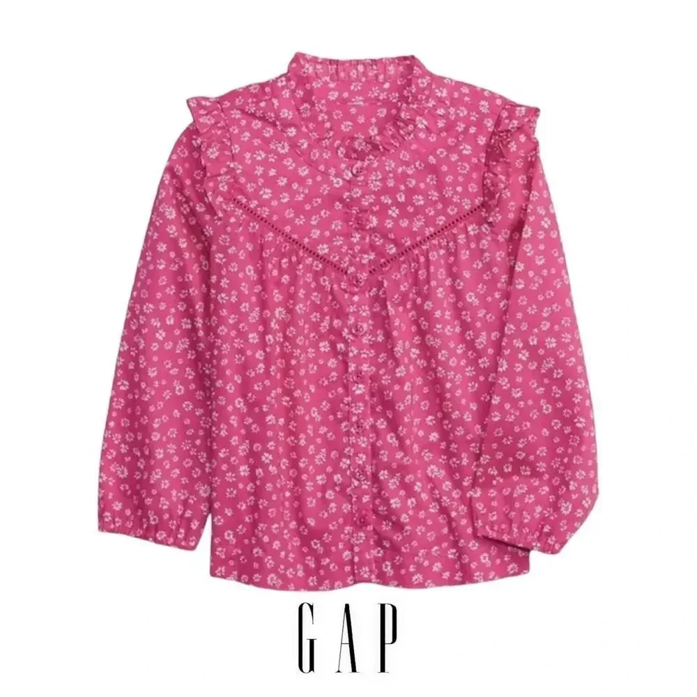 GAP Kids | Fuchsia | TODDLER RUFFLE BUTTON -DOWN SHIRT